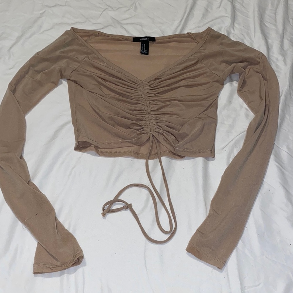 tan sheer crop top